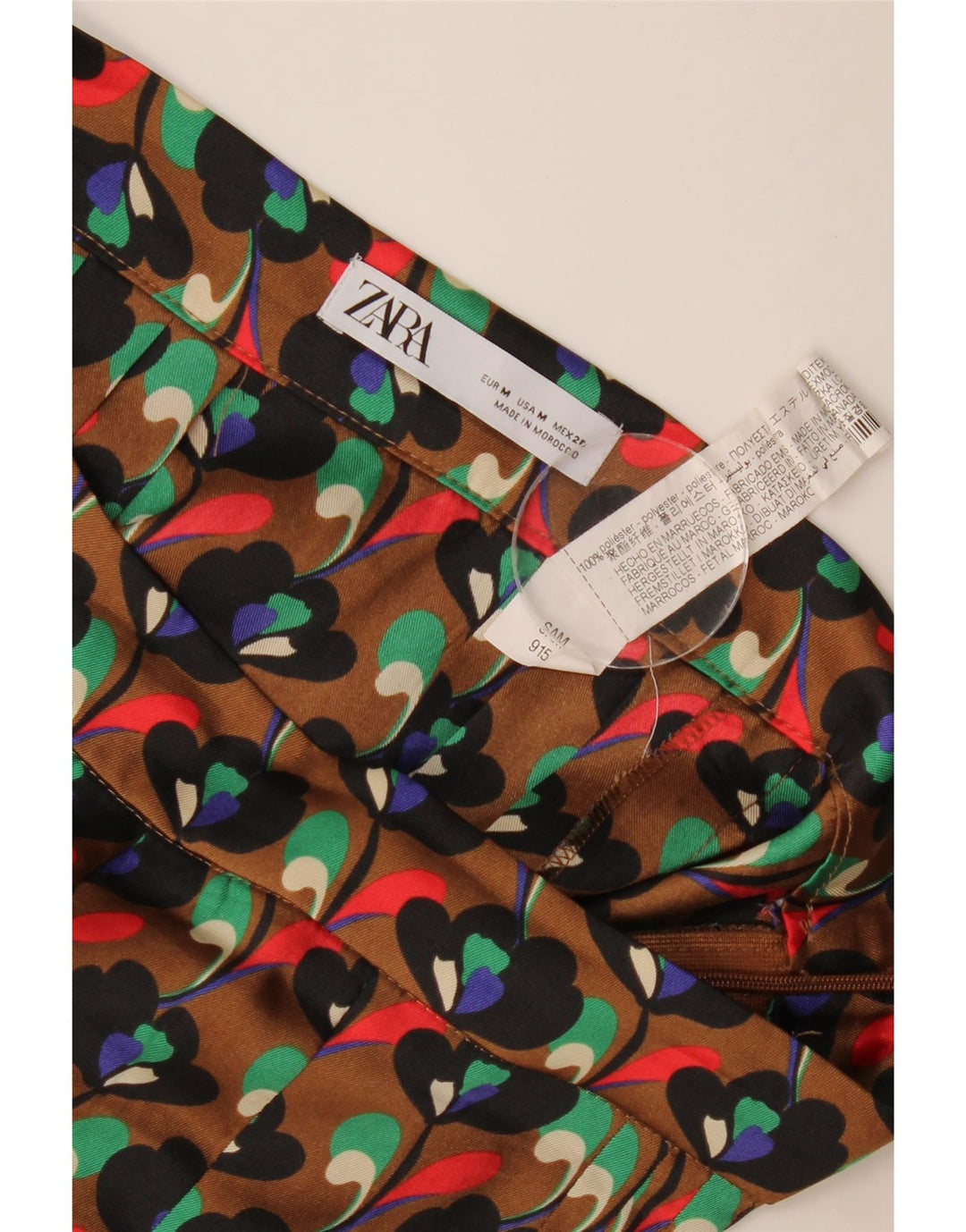 Zara Γυναικεία Πλισέ Φούστα Μεσαία W28 Καφέ Floral Polyester
