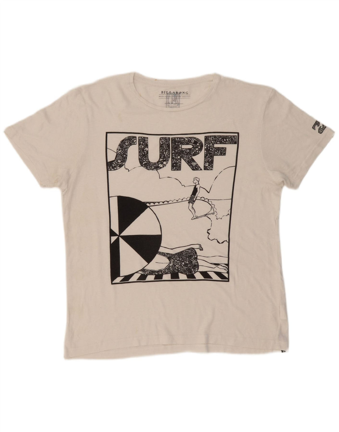 BILLABONG Ανδρικό γραφικό T-Shirt Top XL Λευκό Πολυεστέρας