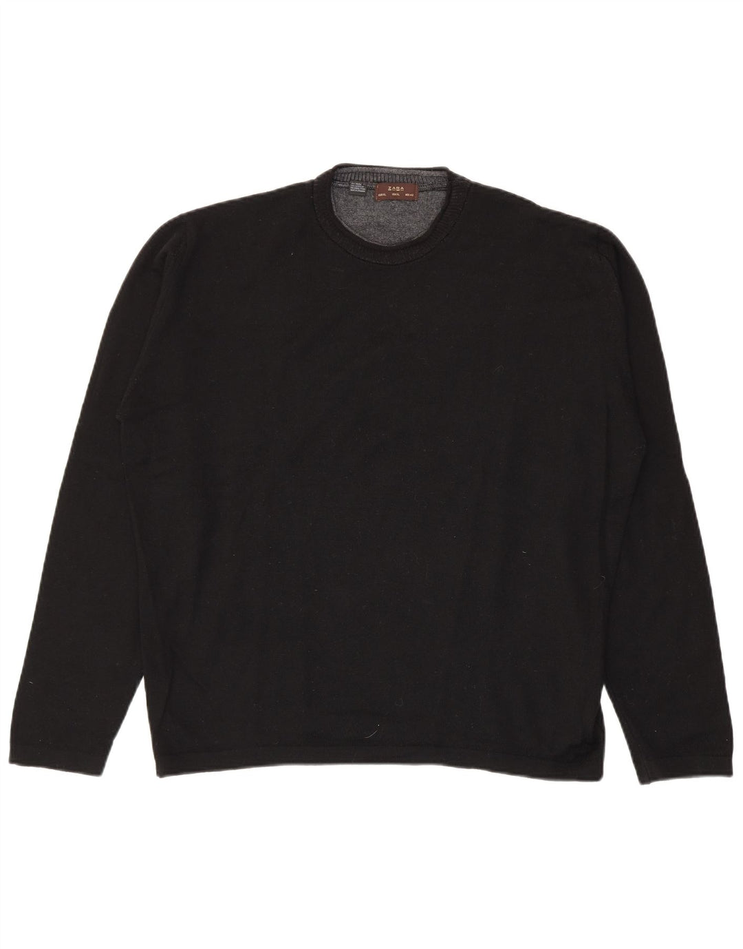 Ανδρικό πουλόβερ Zara Crew Neck Jumper XL Μαύρο μάλλινο