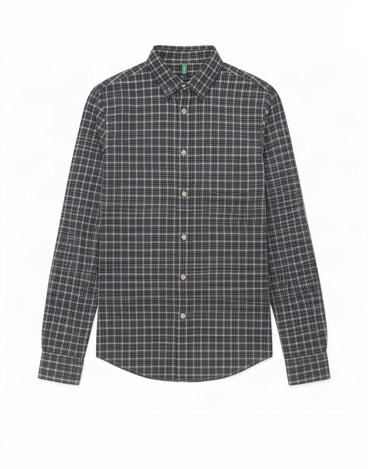 Ανδρικό πουκάμισο Benetton Small Blue Check Cotton