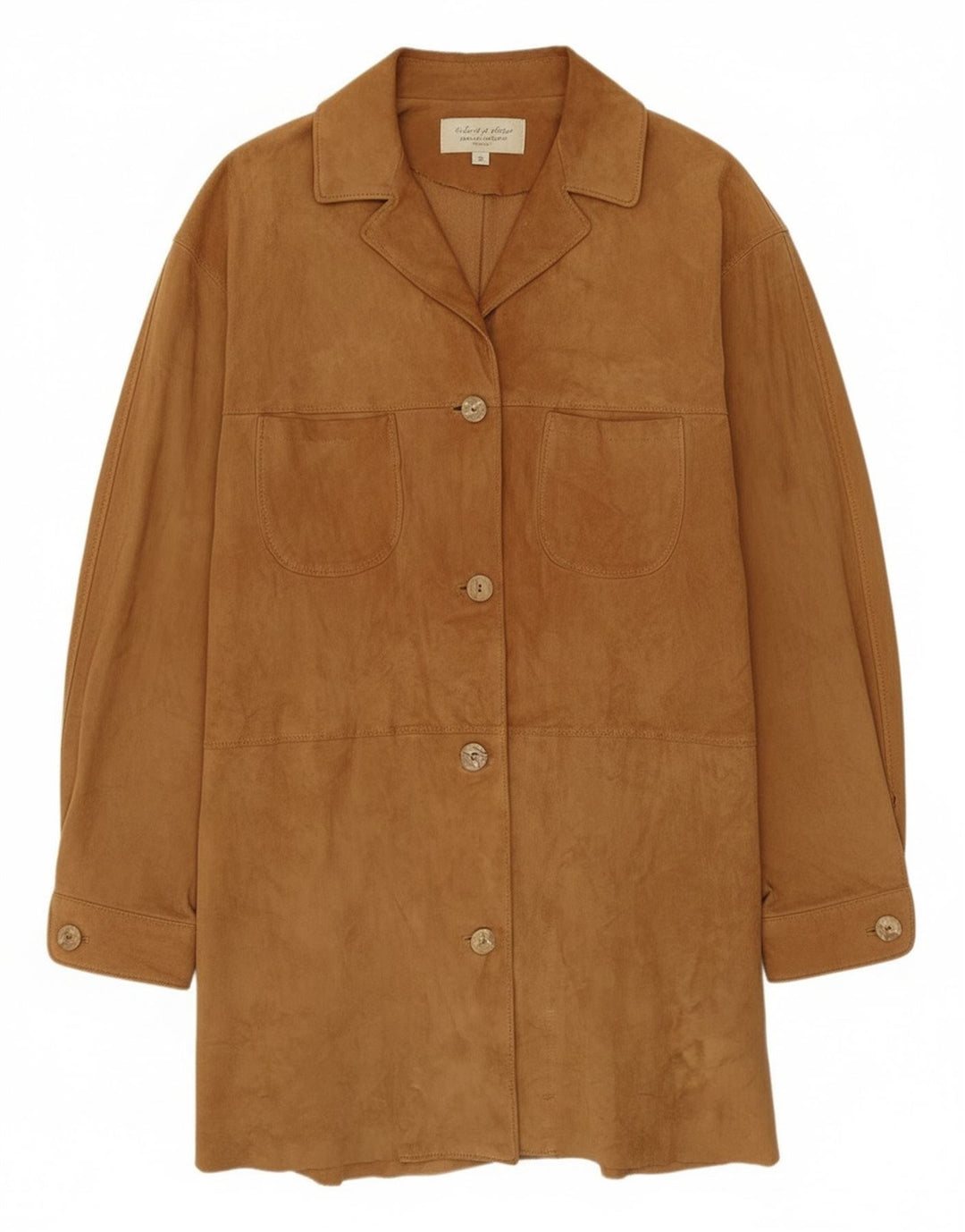 Vintage Γυναικείο Suede Πανωφόρι IT 42 Medium Beige Leather