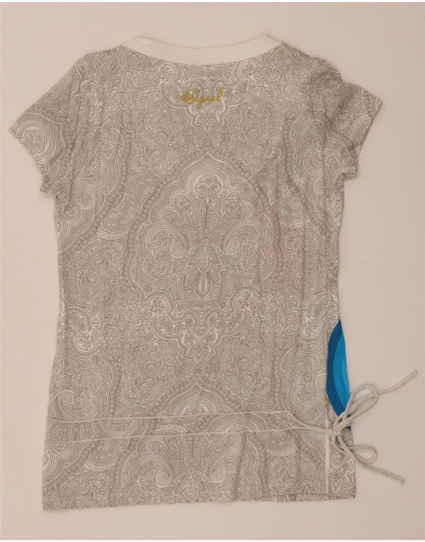 Γυναικείο γραφικό μπλουζάκι Desigual Top UK 18 XL Grey Paisley Cotton