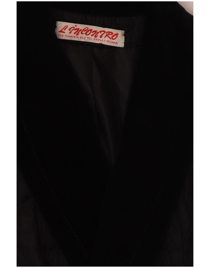 VINTAGE Γυναικείο Μπλέιζερ Διπλό Μπουφάν UK 14 Medium Black Paisley