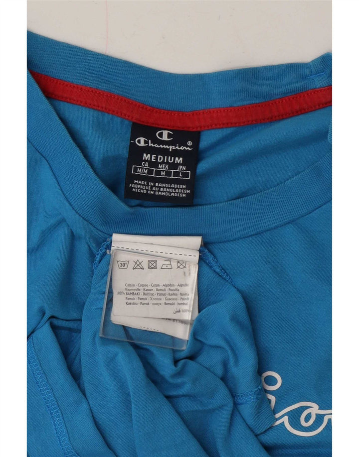 Ανδρικό γραφικό T-Shirt Champion Top από μεσαίο μπλε βαμβακερό