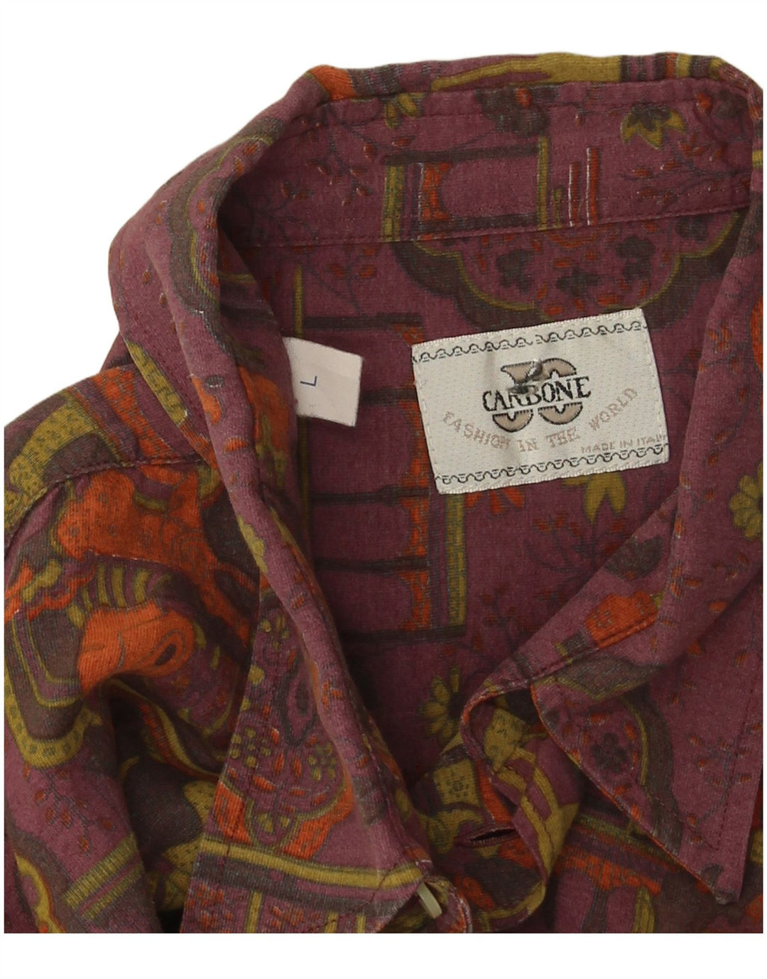 Vintage ανδρικό πουκάμισο αφηρημένο με μοτίβο μεγάλη μωβ βισκόζη