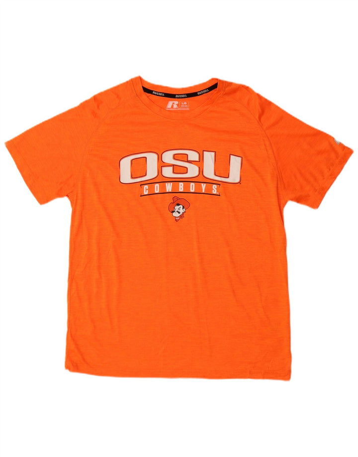 Ανδρικό γραφικό μπλουζάκι Russell Athletic Top UK 42/44 Large Orange