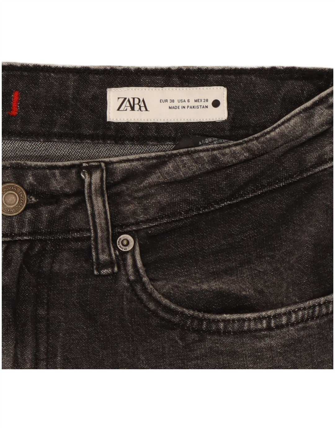 ZARA Γυναικείο ίσιο τζιν EU 38 Small W28 L26 Μαύρο