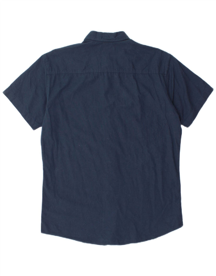 JACK & JONES Mens Short Sleeve Shirt Large Navy Blue Cotton