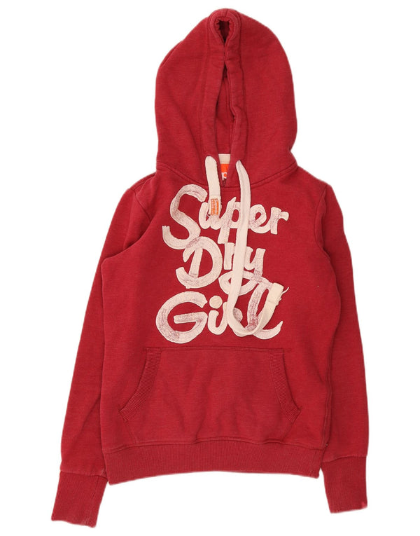 Superdry Γυναικεία Hoodie Jumper UK 10 Small Red Cotton