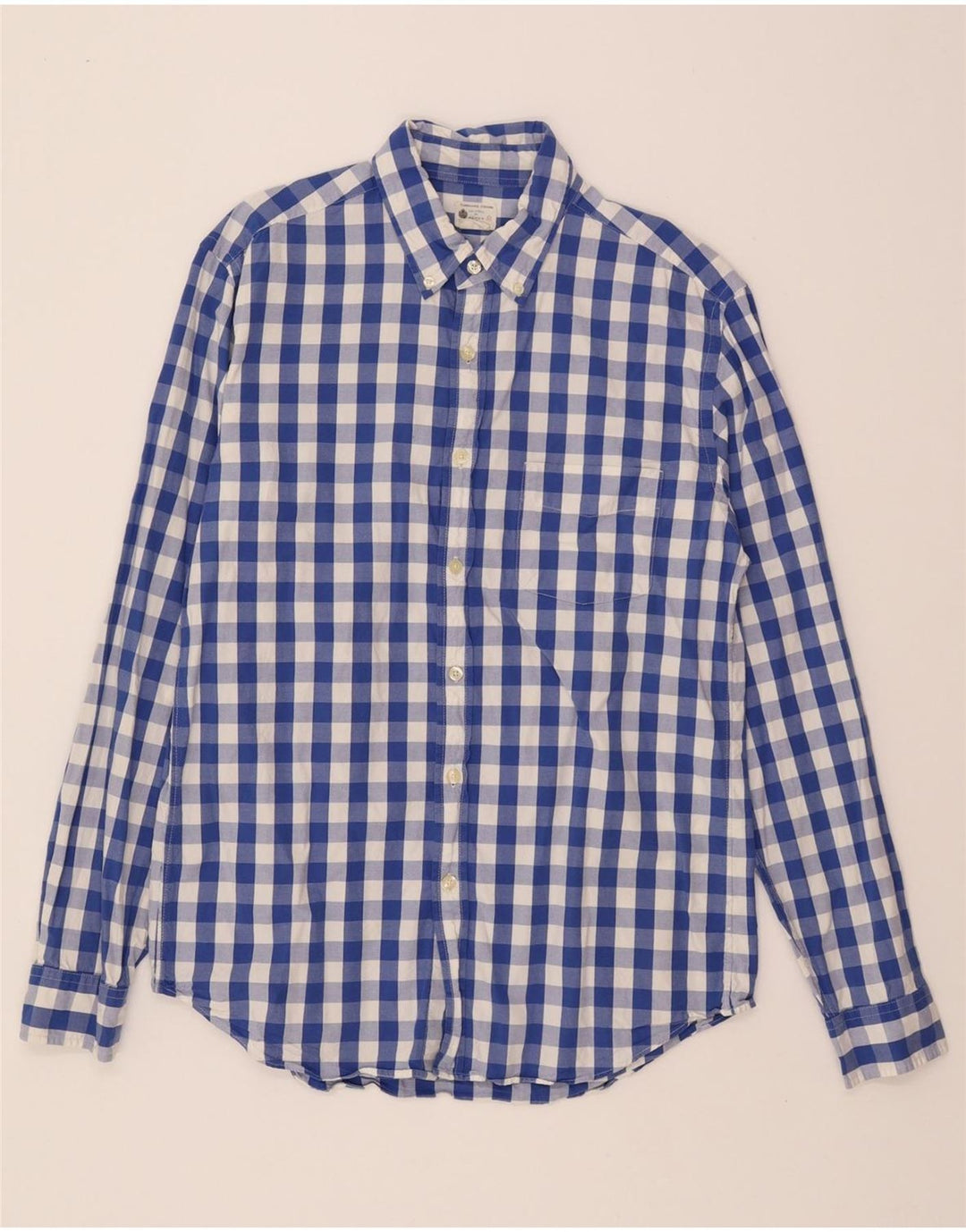 J. CREW Mens Tailored Shirt Medium Blue Gingham Cotton Vintage J. Crew and Second-Hand J. Crew from Messina Hembry 
