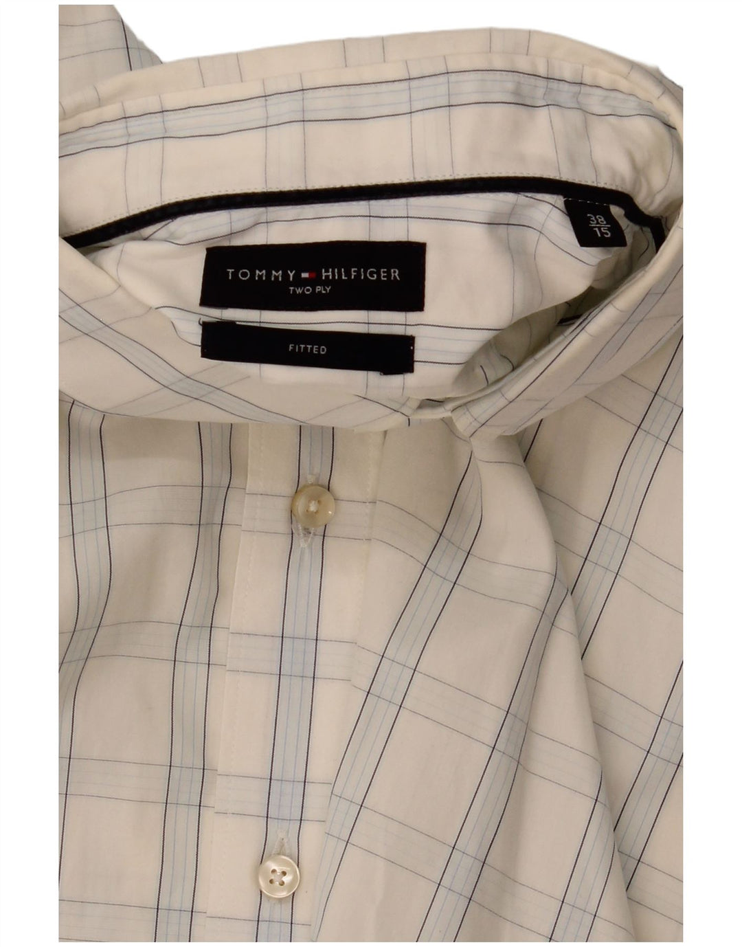 TOMMY HILFIGER Ανδρικό πουκάμισο με εφαρμογή Μέγεθος 38 15 Μεσαίο λευκό έλεγχο