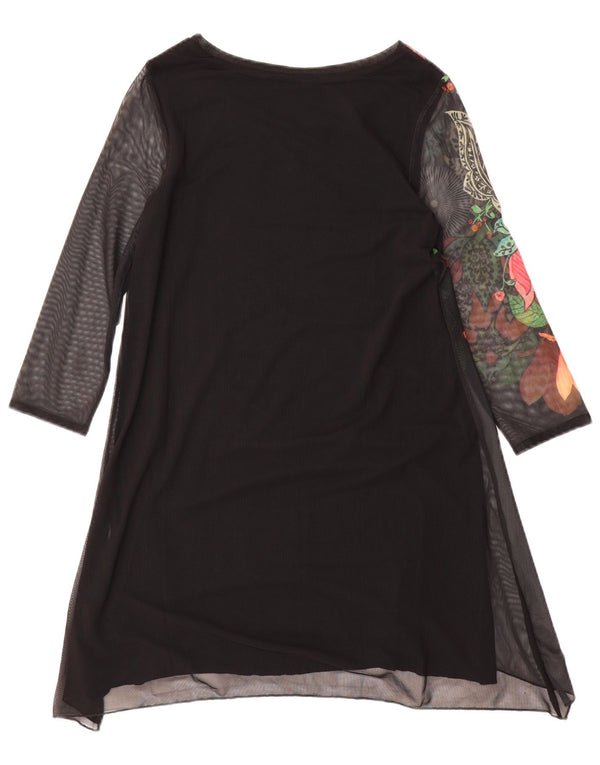 Desigual Γυναικείο Γραφικό τουνίκ Φόρεμα UK 6 XS Μαύρο Floral