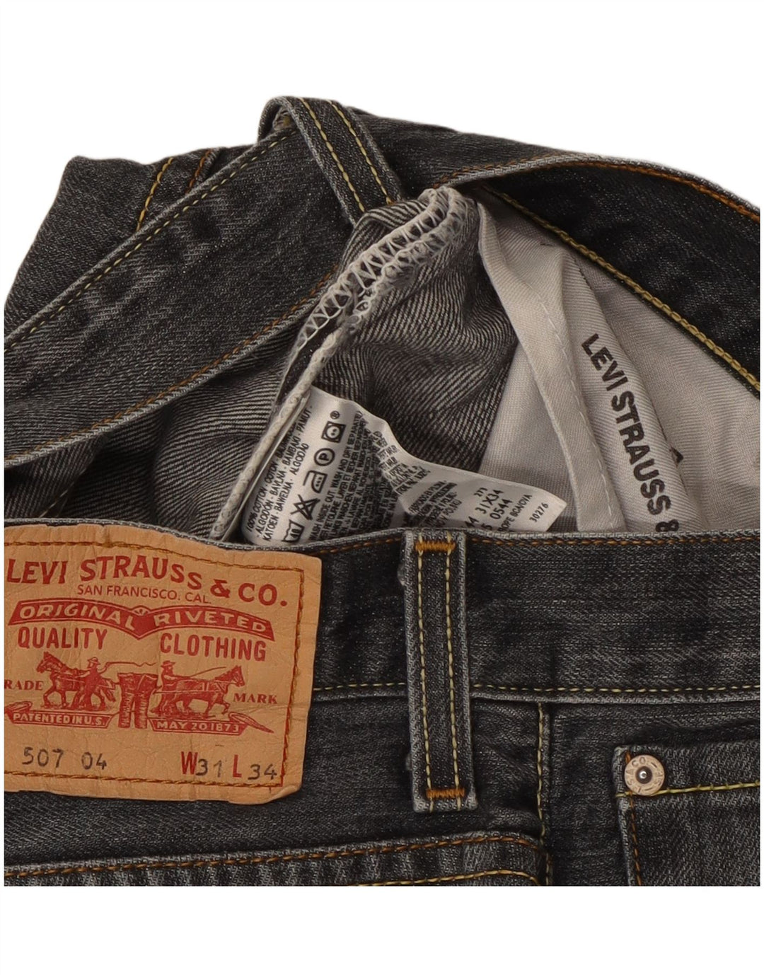 Levi's Mens 507 Bootcut Jeans W31 L29 Μαύρο βαμβακερό