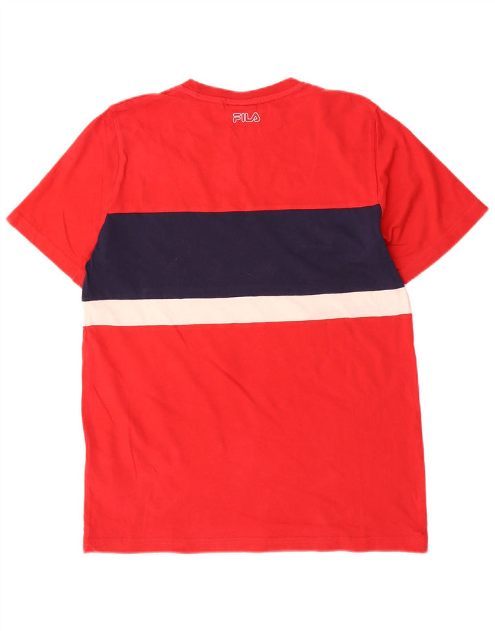 Fila Boys Graphic T-Shirt Top 15-16 ετών Κόκκινο βαμβακερό μπλοκ