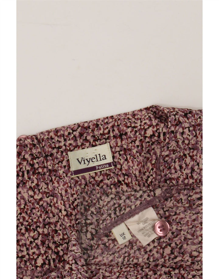 VIYELLA Womens Short Sleeve Blouse Top UK 12 Medium Purple Polyester Vintage Viyella and Second-Hand Viyella from Messina Hembry 
