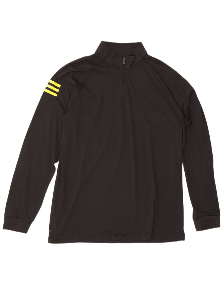 Ανδρική φόρμα αθλητικής φόρμας Adidas Climalite με φερμουάρ πουλόβερ στο επάνω μέρος, μεσαίο μαύρο