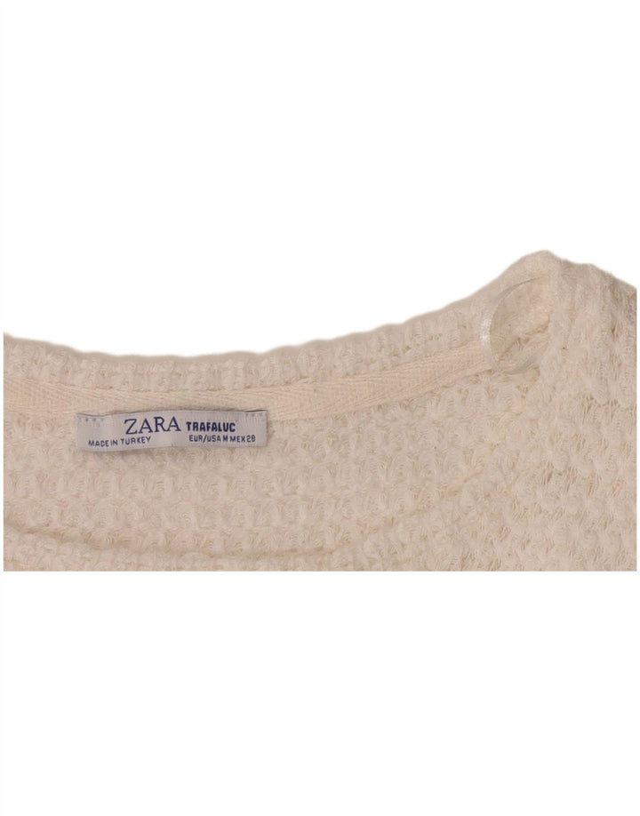 Zara Γυναικεία Πλεκτή Μπλούζα Trafaluc Top UK 14 Medium White