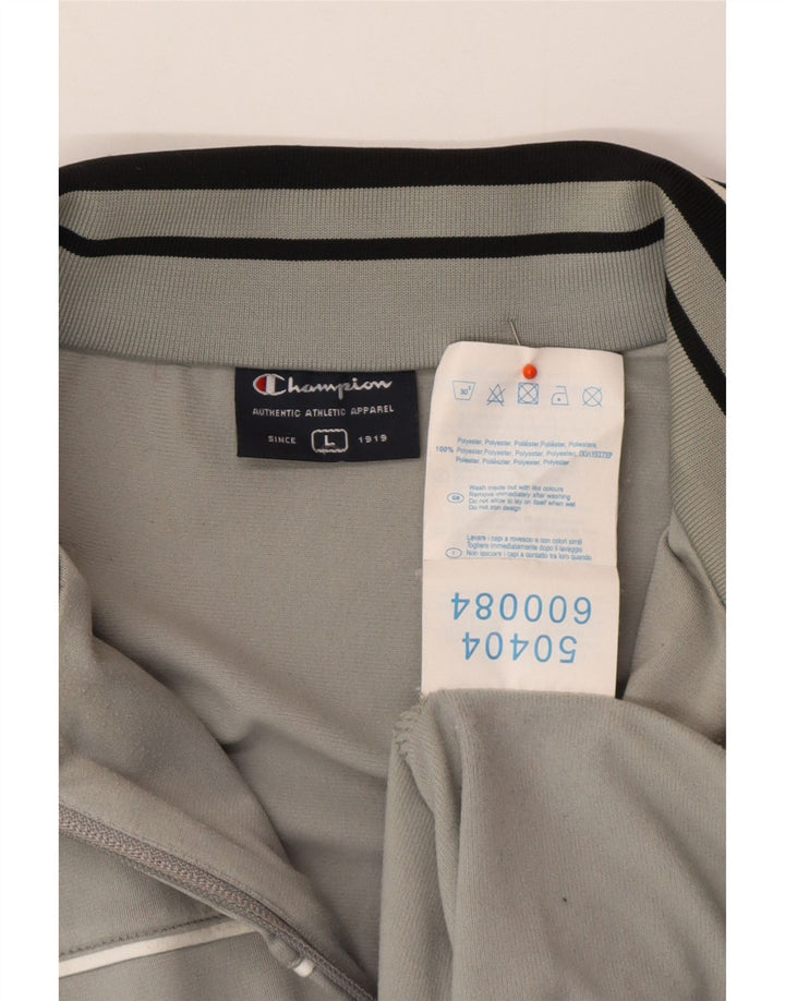 CHAMPION Mens Tracksuit Top Jacket Large Grey Polyester