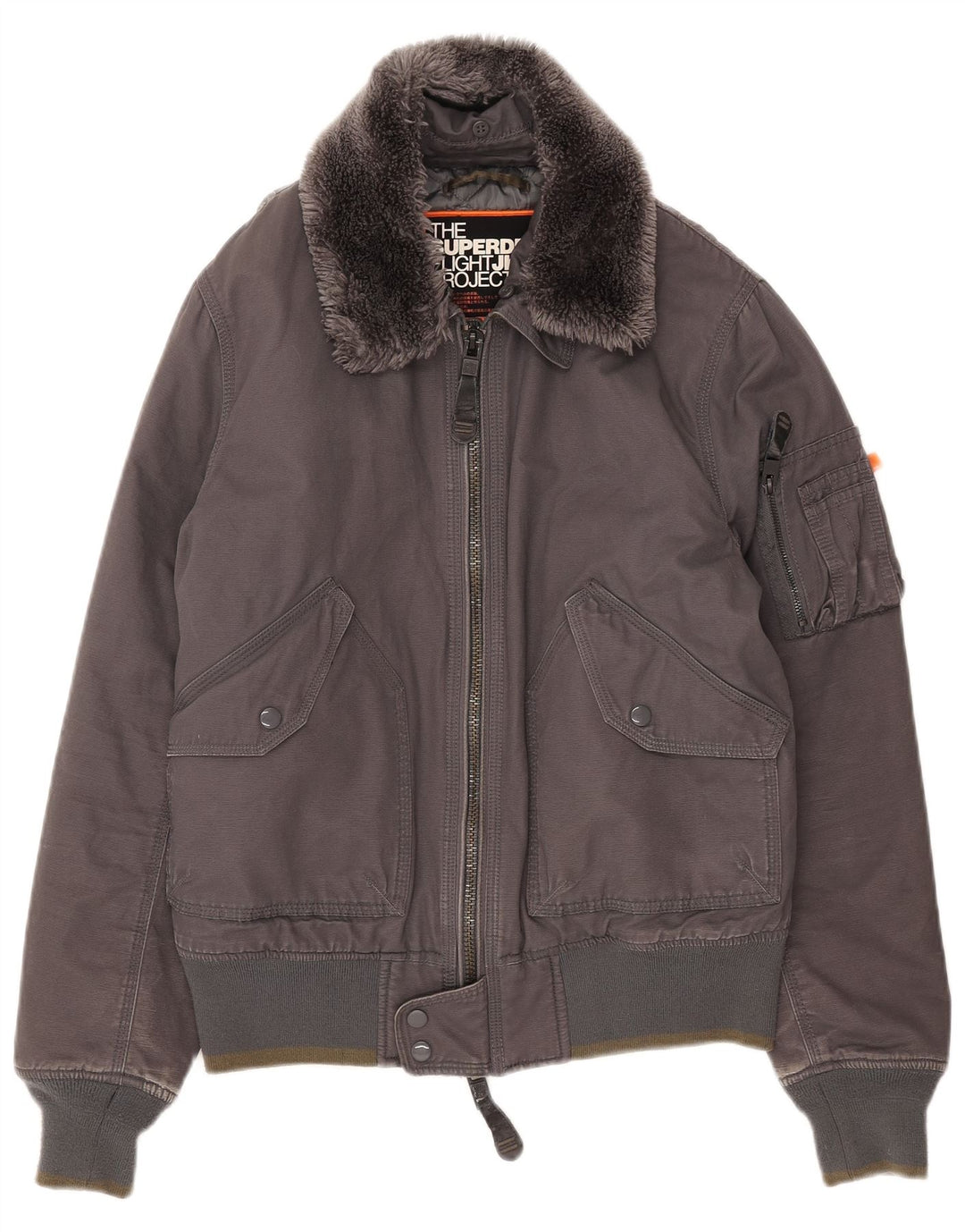 Superdry Γυναικείο Bomber Jacket UK 18 XL Γκρι βαμβακερό