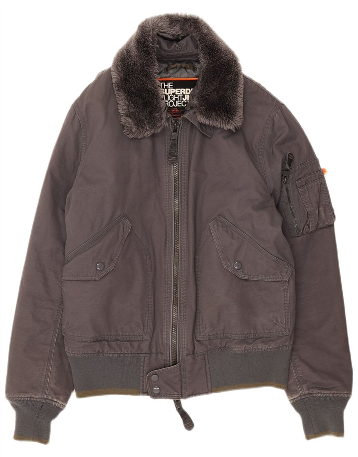 Superdry Γυναικείο Bomber Jacket UK 18 XL Γκρι βαμβακερό