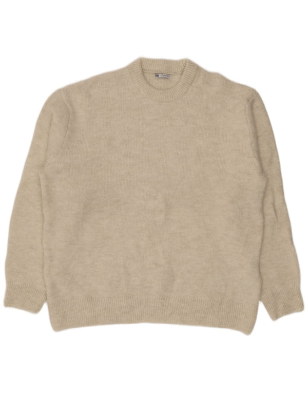 Ανδρικό πουλόβερ ZARA Crew Neck Jumper Μεγάλο Μπεζ Ακρυλικό