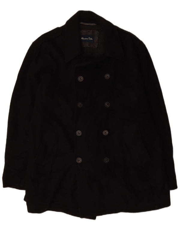 Massimo Dutti Ανδρικό παλτό μπιζελιού UK 44 2XL Μαύρο μαλλί