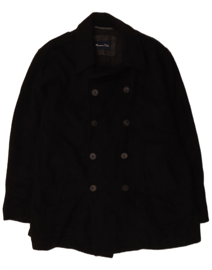 Massimo Dutti Ανδρικό παλτό μπιζελιού UK 44 2XL Μαύρο μαλλί