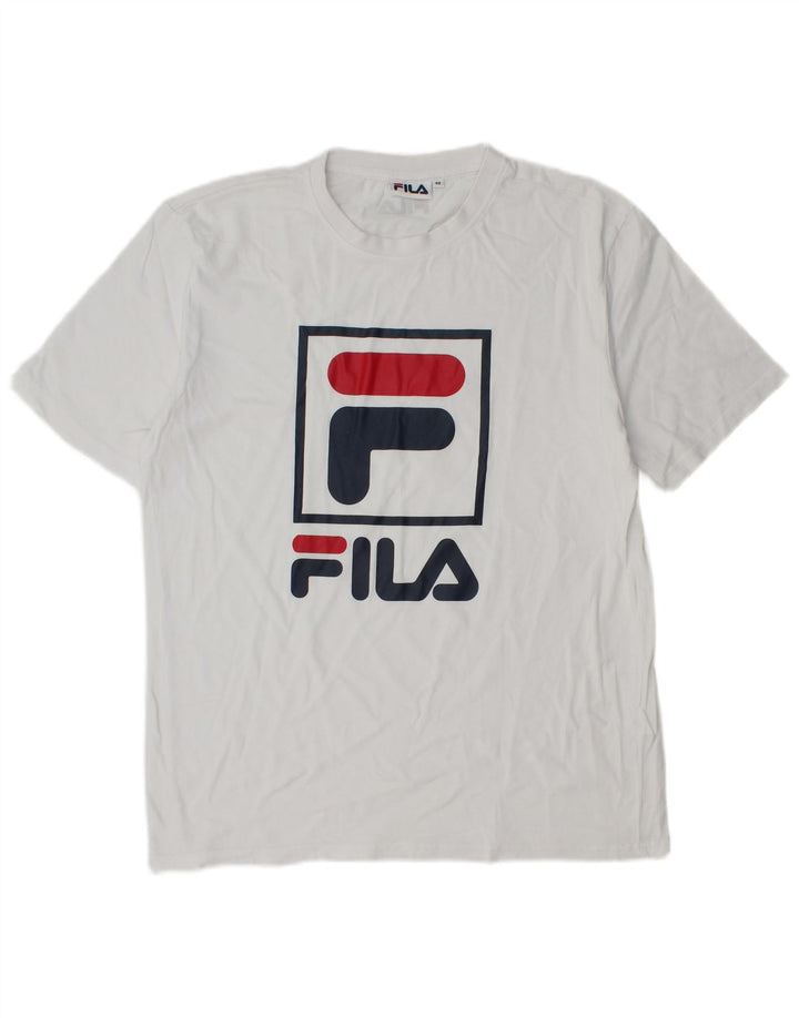 Ανδρικό γραφικό T-Shirt Fila Top Μεσαίο λευκό βαμβακερό