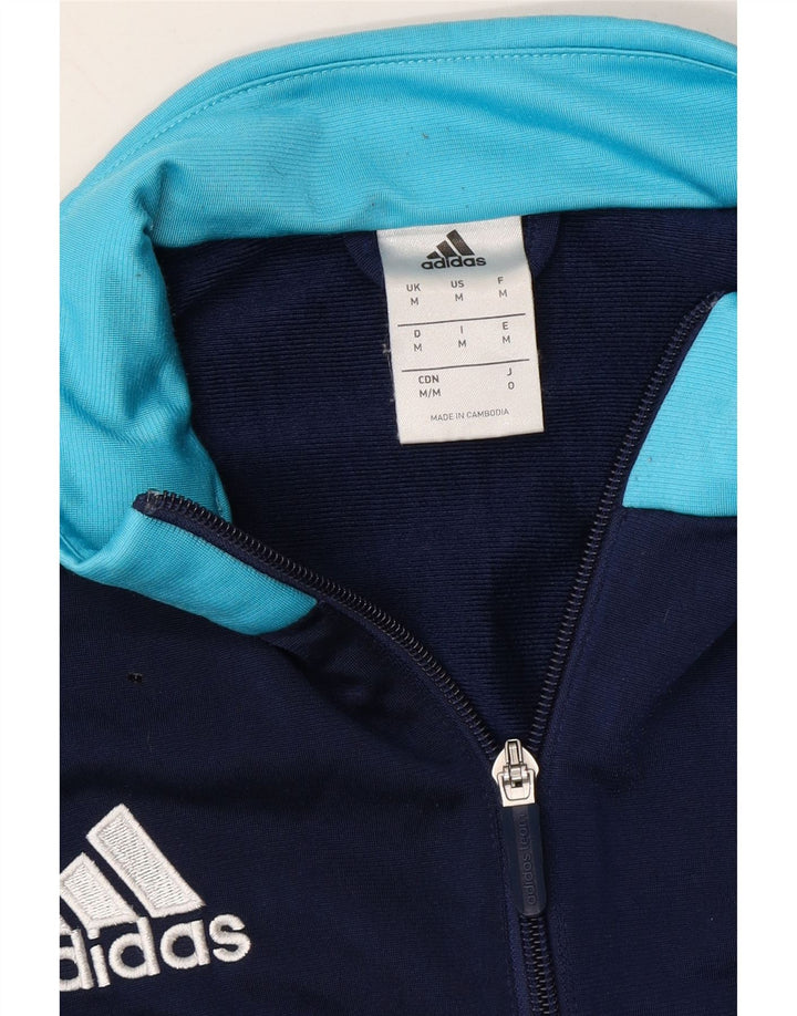 ADIDAS Mens Tracksuit Top Jacket Medium Navy Blue Colourblock Polyester Vintage Adidas and Second-Hand Adidas from Messina Hembry 