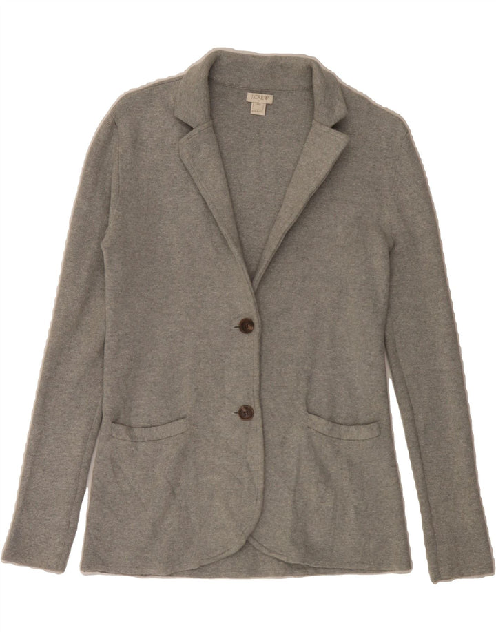 J. CREW Womens Knit 2 Button Blazer Jacket UK 2 2XS Grey Cotton Vintage J. Crew and Second-Hand J. Crew from Messina Hembry 