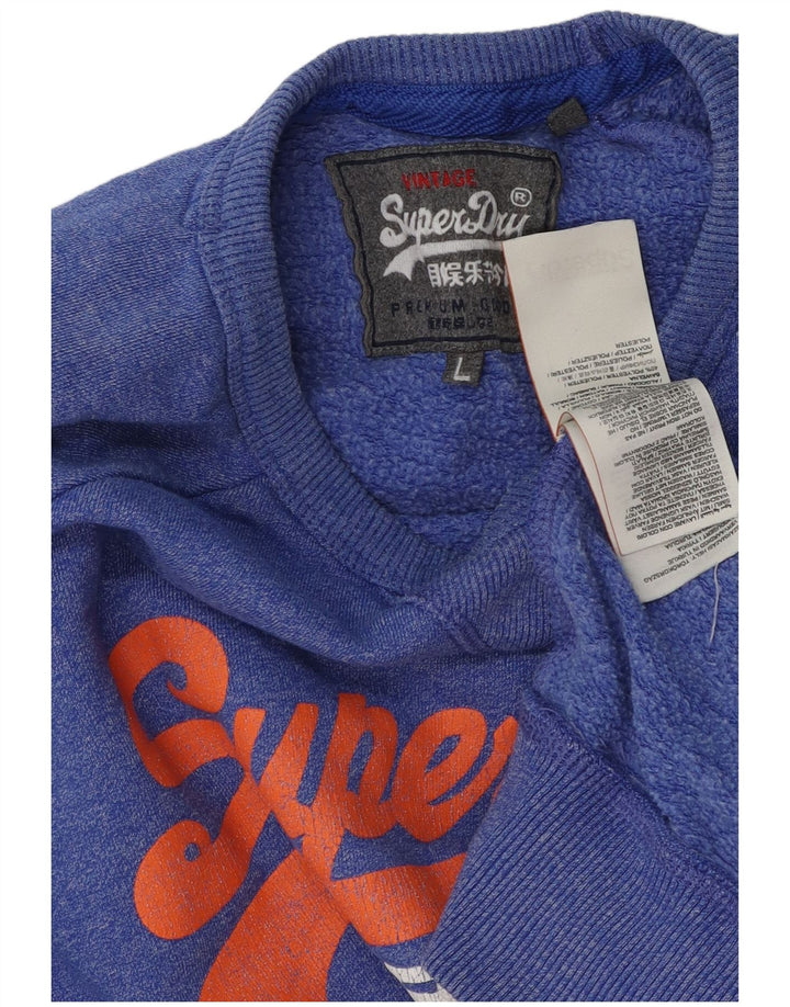 Ανδρικό γραφικό φούτερ Superdry Jumper μεγάλο μπλε βαμβακερό