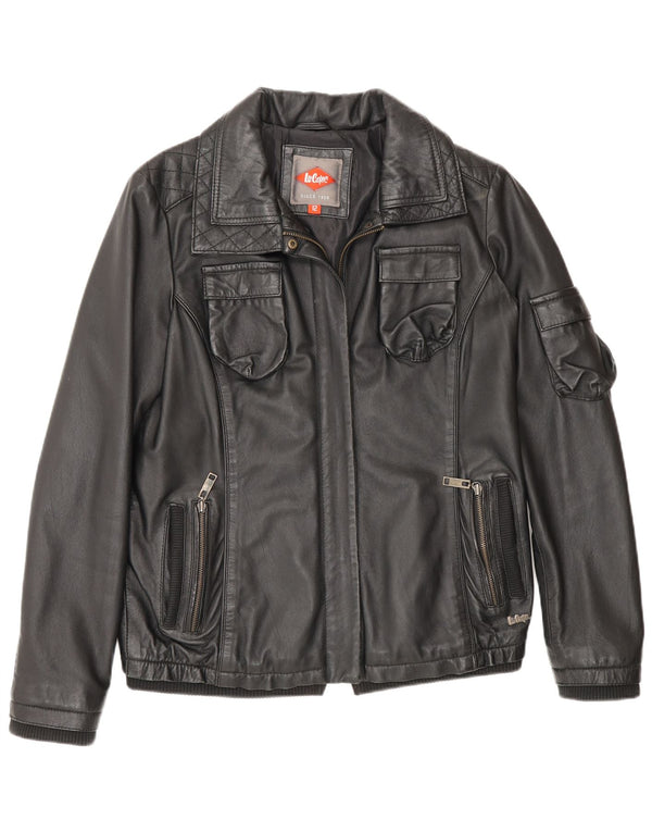 Lee Womens Cooper Leather Jacket UK 12 Medium Black