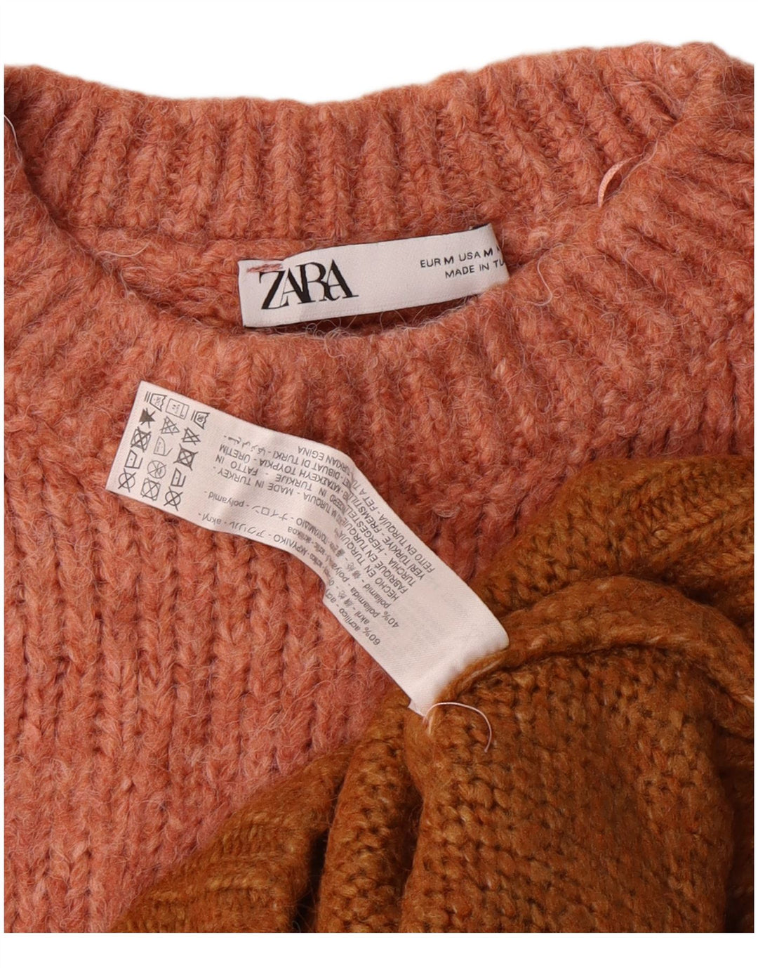 Γυναικείο πουλόβερ ZARA Crew Neck Jumper UK 14 Medium Pink Colourblock Ακρυλικό