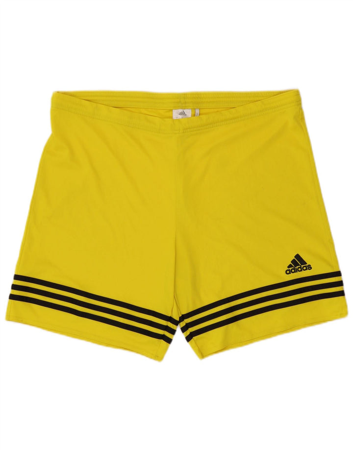Ανδρικό αθλητικό σορτς Adidas μεγάλο κίτρινο ριγέ πολυεστέρα