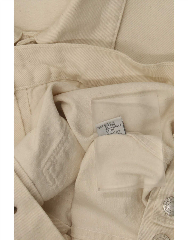 Vintage γυναικείο τζιν μπουφάν UK 20 2XL από λευκό βαμβακερό