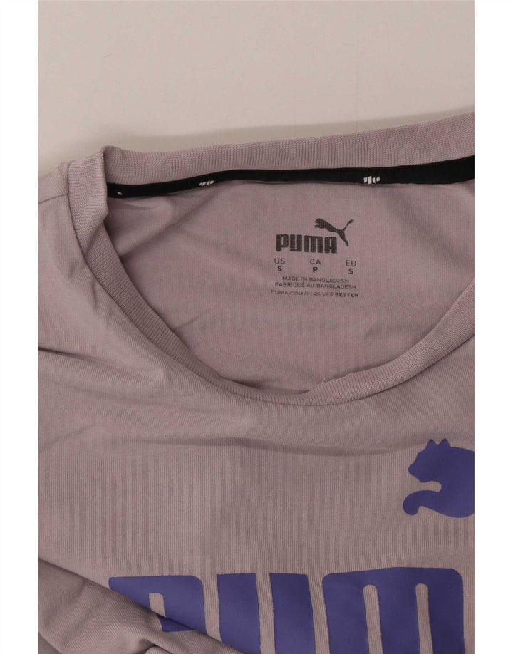 Γυναικείο γραφικό T-Shirt Puma Crop Top UK 10 Small Grey