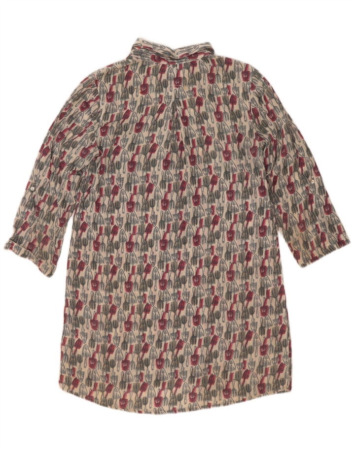 White Stuff Γυναικείο Abstract Pattern 3/4 Sleeve Shift Dress UK 8 Small