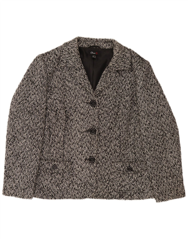 Oscar B Γυναικείο μπουφάν blazer UK 18 XL Μαύρο Chevron Πολυεστέρας