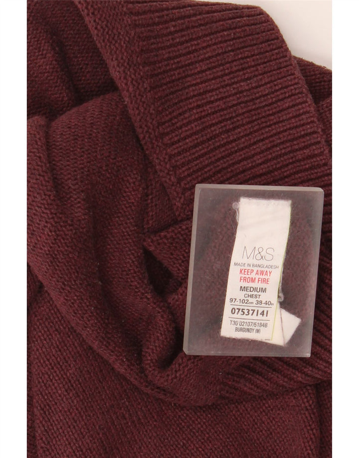 Marks & Spencer Ανδρικό πουλόβερ με σάλι λαιμό, μεσαίο βαμβακερό μπορντό