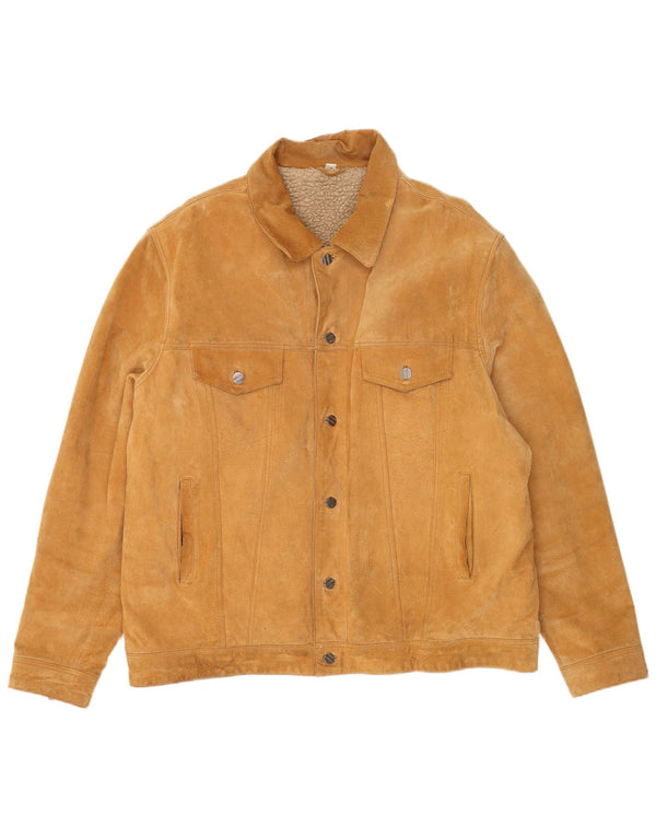 Vintage Ανδρικό Loose Fit Sherpa Suede Jacket EU 60 Large Beige Leather