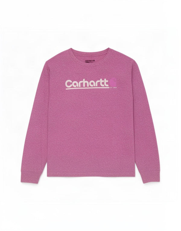 Carhartt Girls Graphic Top Μακρυμάνικο 13-14 Χρόνια XL Μωβ φουσκωτά βαμβακερά