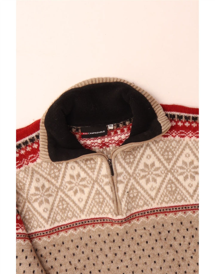 CAMPAGNOLO Ανδρικό πουλόβερ με φερμουάρ XL μαλλί Fair Isle