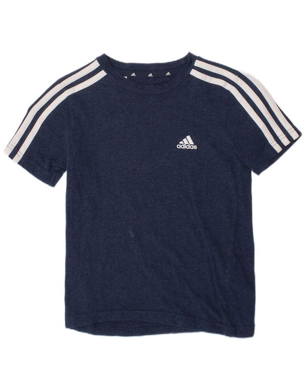Adidas Boys T-Shirt Top 7-8 Years Navy Blue Cotton