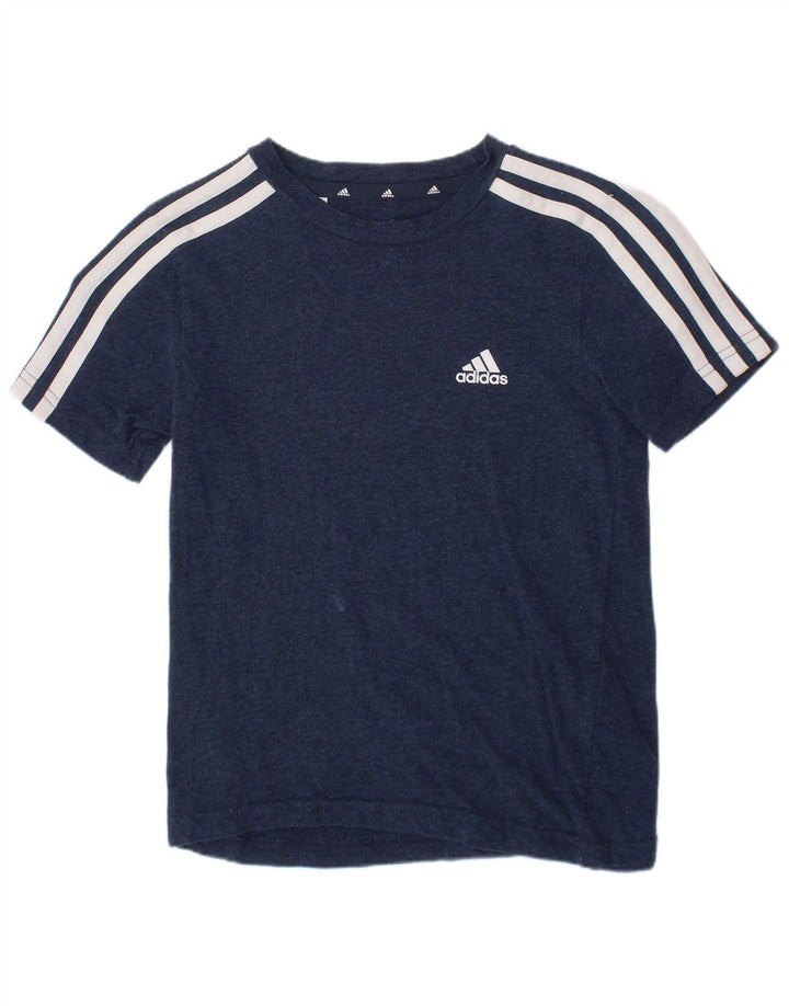 Adidas Boys T-Shirt Top 7-8 Years Navy Blue Cotton