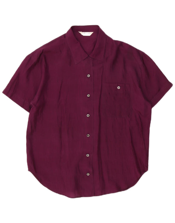 Vintage γυναικείο κοντομάνικο πουκάμισο UK 16 Large Purple