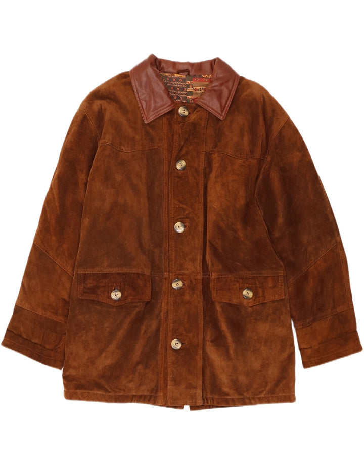Vintage Ανδρικό Loose Fit Suede Jacket IT 46 Small Brown Δερμάτινο