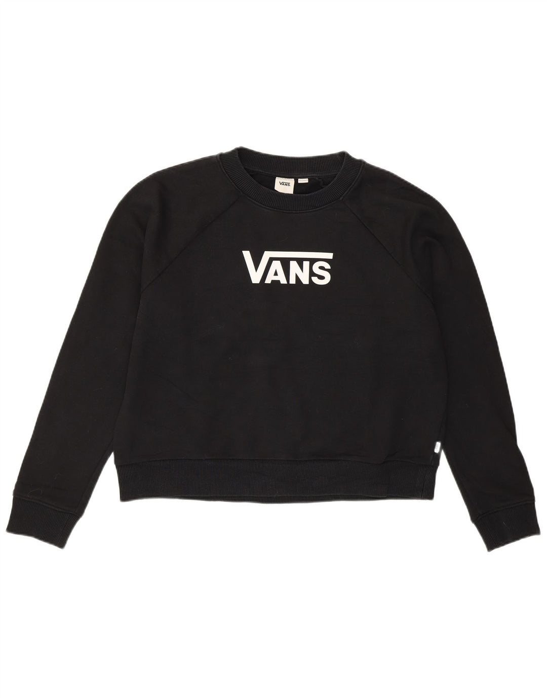 Vans Womens Crop Graphic Oversized Φούτερ Jumper UK 14 Medium Black