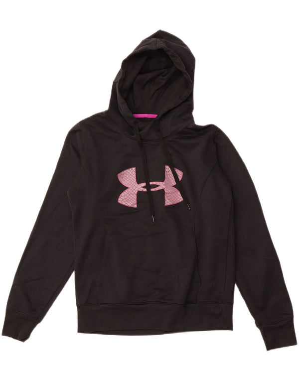 UNDER ARMOR Γυναικείο Cold Gear Graphic Hoodie Jumper UK 14 Medium Black
