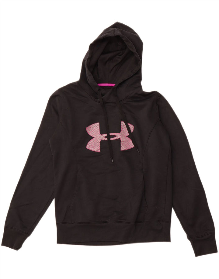 UNDER ARMOR Γυναικείο Cold Gear Graphic Hoodie Jumper UK 14 Medium Black