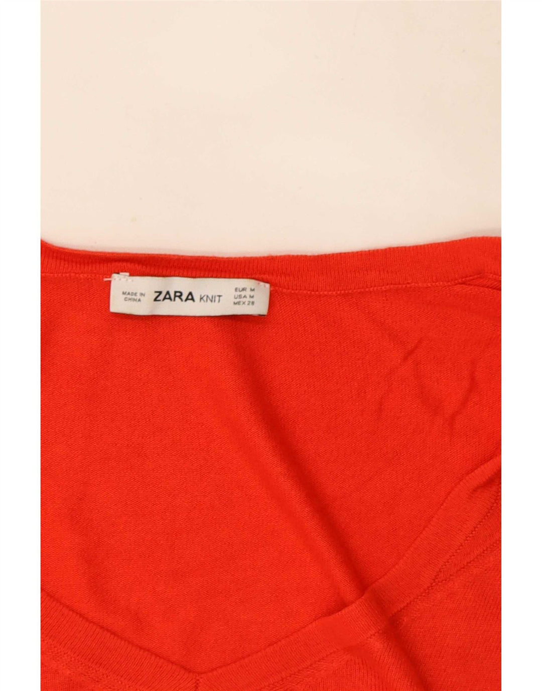 Zara Γυναικείο πουλόβερ με λαιμόκοψη με V λαιμόκοψη UK 14 Medium Red